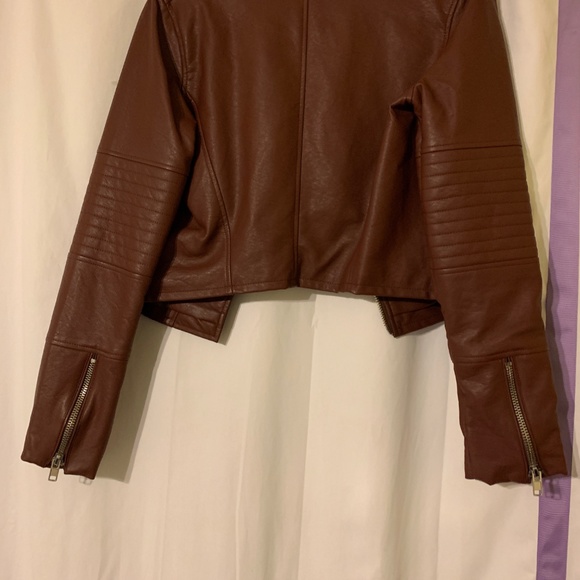 Faux Brown Leather Boutique Moto Jacket - Picture 2 of 2